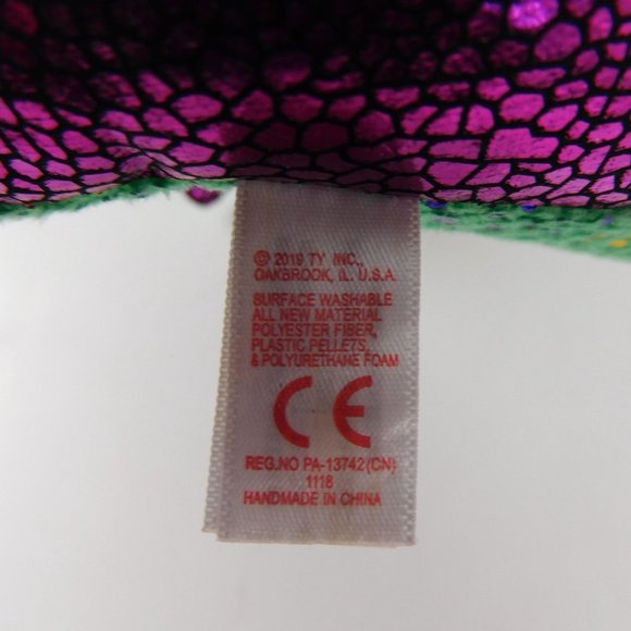 Ty Beanie Boos Cinder the Dragon Glitter Purple Eyes 6" Plush 2019 Stuffed Anima - Picture 10 of 10